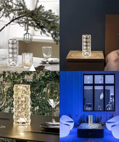 Lampe de Table en cristal Réglable, 3 dégradations, chargement USB