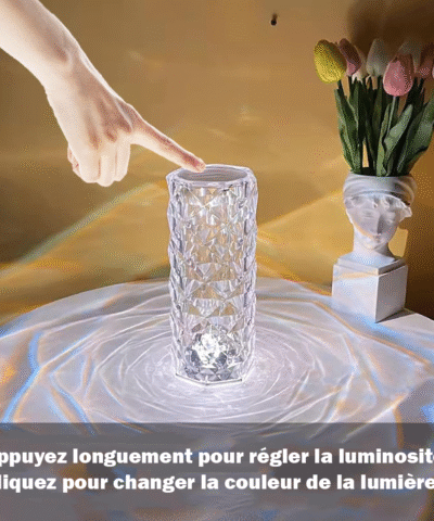 Lampe de Table en cristal Réglable, 3 dégradations, chargement USB