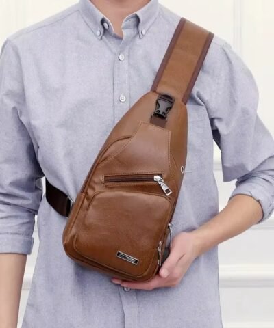 nouveau sac bandoulière en cuir tendance pour hommes avec chargeur USB
