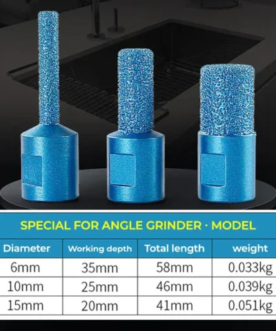3 tetes de meulage diamantees de qualite superieure.