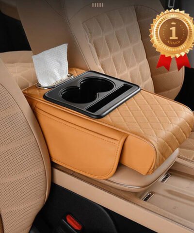Coussin d'accoudoir en cuir 5 en 1 pour console centrale de voiture avec porte-gobelet
