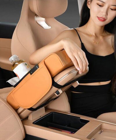 Coussin d'accoudoir en cuir 5 en 1 pour console centrale de voiture avec porte-gobelet