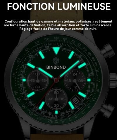 Montre à quartz classique lumineuse pour le sport et les affaires
