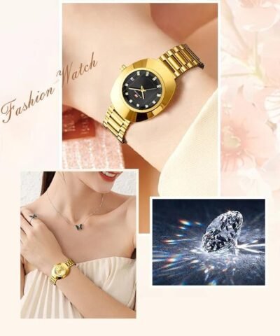 Montre de luxe incrustée de strass pour femme