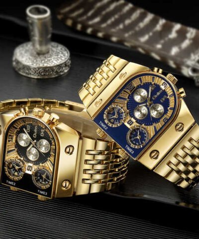 Nouvelle montre à quartz lumineuse à grand cadran et multi-fuseaux horaires pour homme